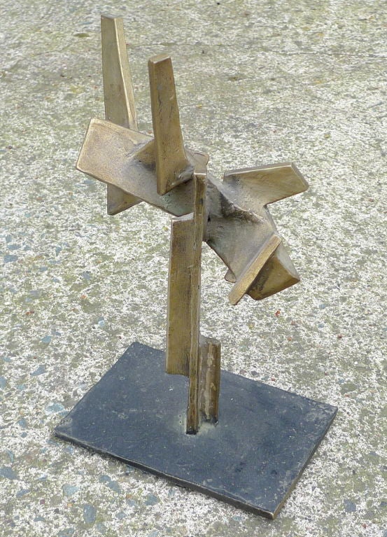 Abstract bronze, unsigned, no date.  Attributed to Hans Uhlmann (1900-1975) Berlin.  Uhlmann, like fellow German sculptor Norbert Kricke sought, in his words, to 