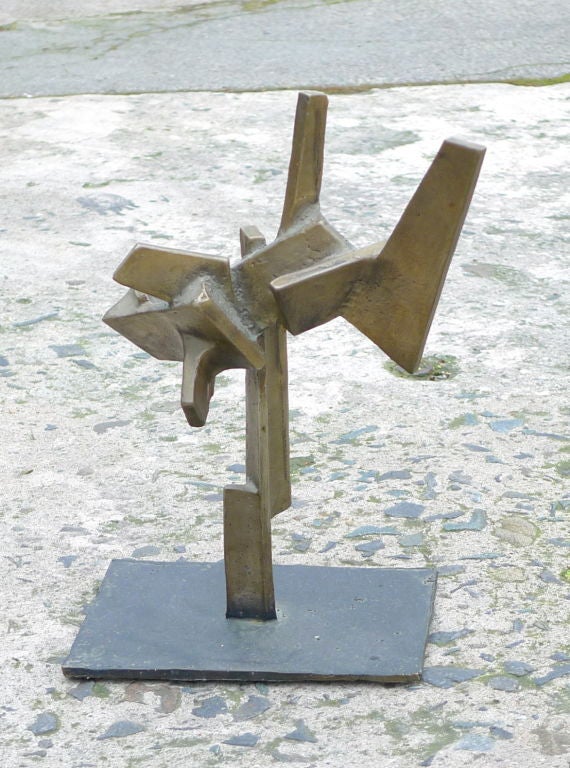 Mid-20th Century Abstract Bronze Sculpture Attributed to Hans Uhlmann