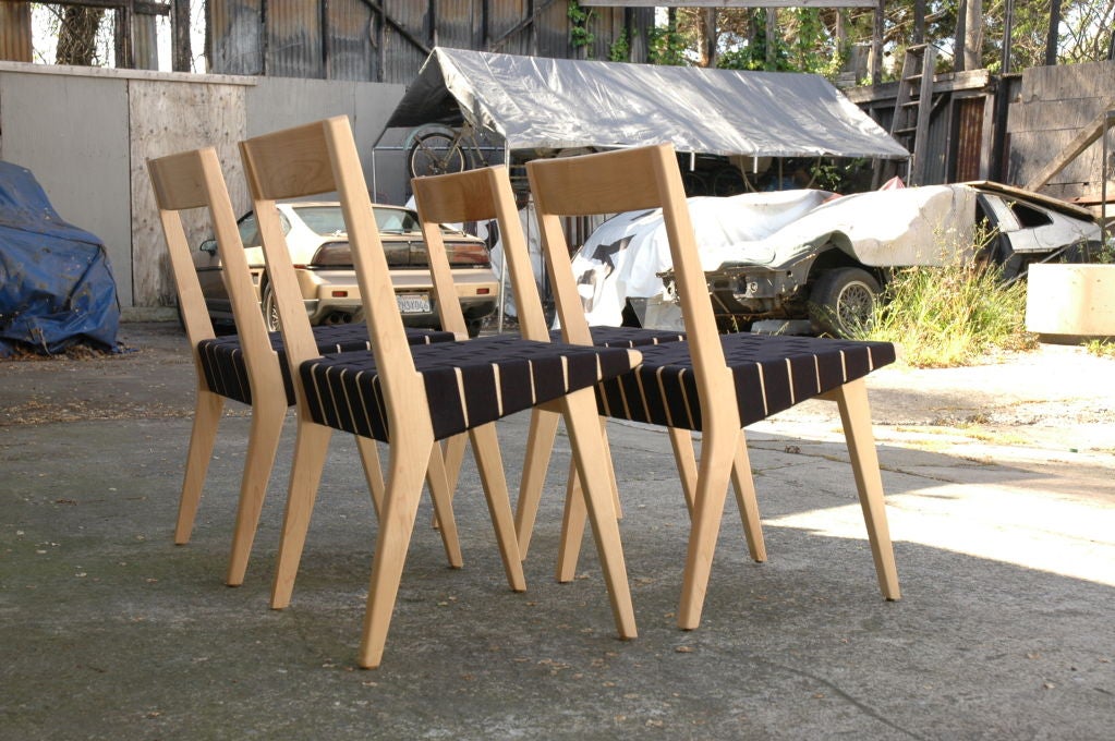 Jens Risom Set of 4 Webbed Dining Chairs for Knoll 4