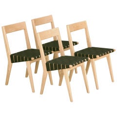 Jens Risom Set of 4 Webbed Dining Chairs for Knoll