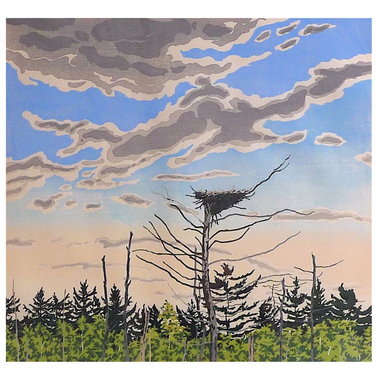Neil Welliver Woodcut “Osprey’s Nest” 1979