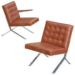 Vintage Leather Lounge Chairs by the U.S. Royal Metal Corporation