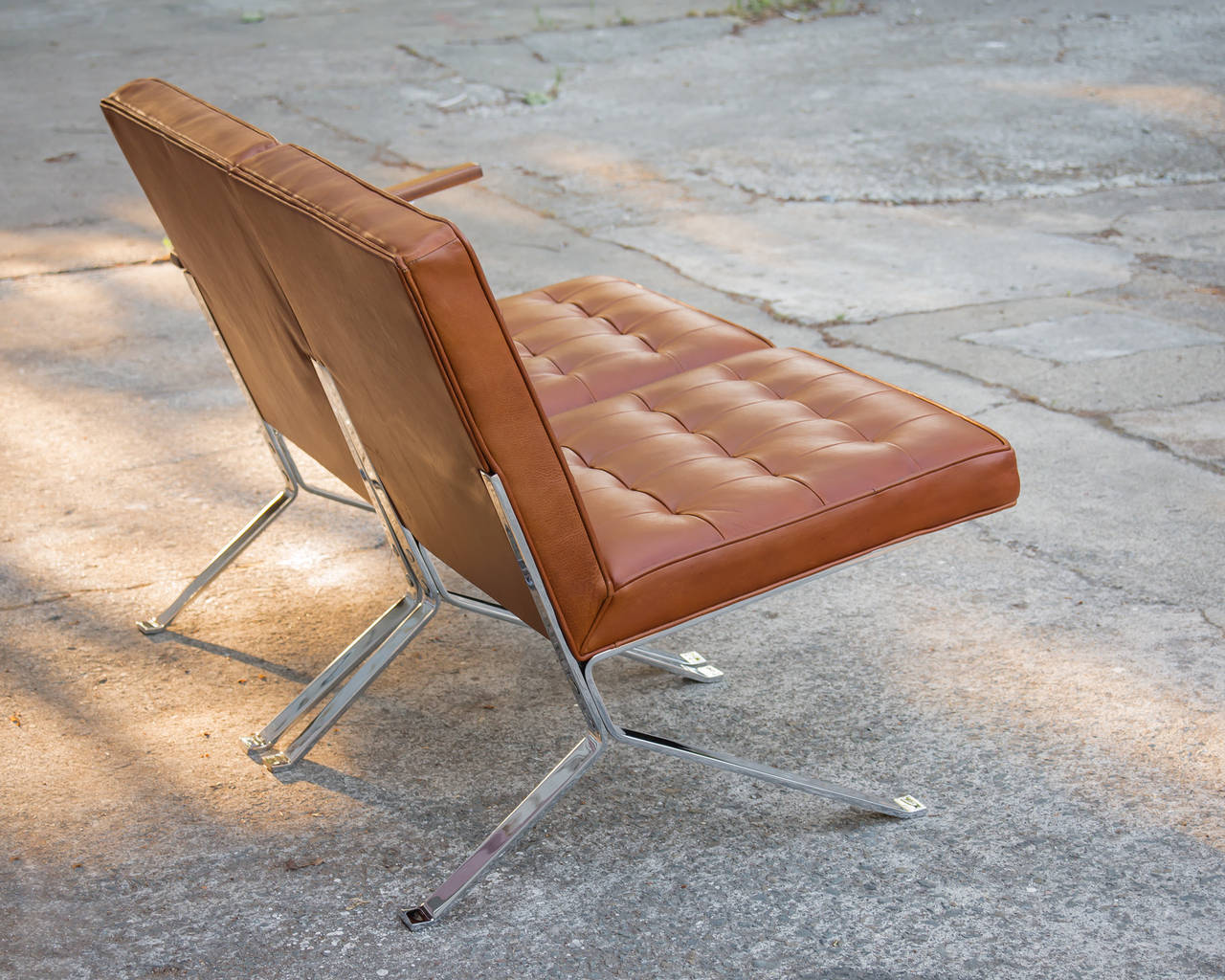 American Vintage Leather Lounge Chairs by the U.S. Royal Metal Corporation