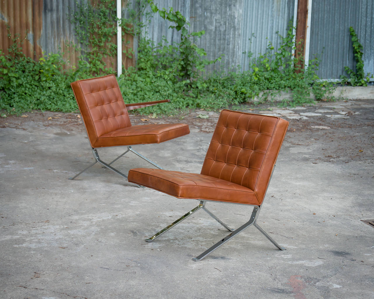 Vintage Leather Lounge Chairs by the U.S. Royal Metal Corporation In Excellent Condition In San Francisco, CA