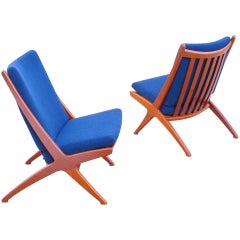 Scandinavian Teak Pair of Lounge Chairs