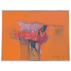 Retro Karl Kasten "Icon, " Abstract Oil on Canvas 1964