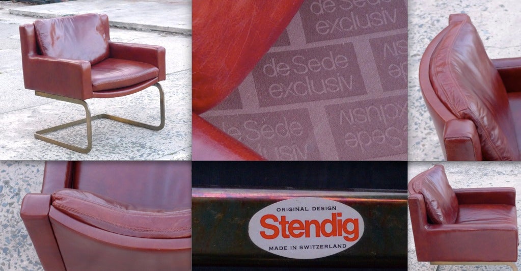 Stendig 1148 Xanadu Cantilevered Leather Arm Chair In Excellent Condition In San Francisco, CA