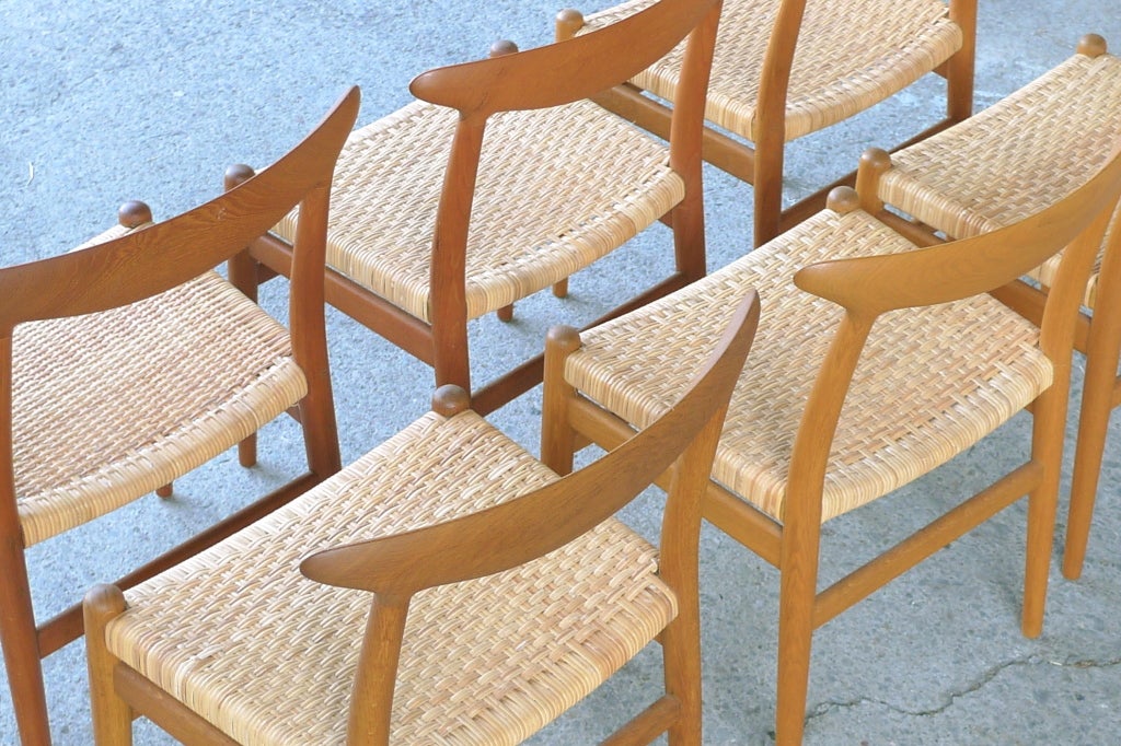 Mid-20th Century Hans Wegner Set of Six Heart Chairs for CM Madsens, 1953