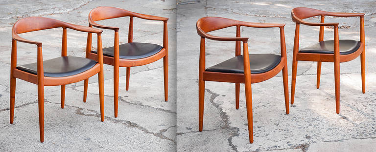 Mid-20th Century Hans Wegner Vintage Pair of Teak Round Chairs