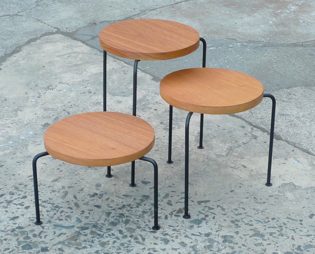 These sturdy and flexible table/stools can serve a multitude of purposes while lending the warmth and soul of studio design in honest materials and uncomplicated forms.  
Luther Connover, a Sausalito based designer, architect and metal arts