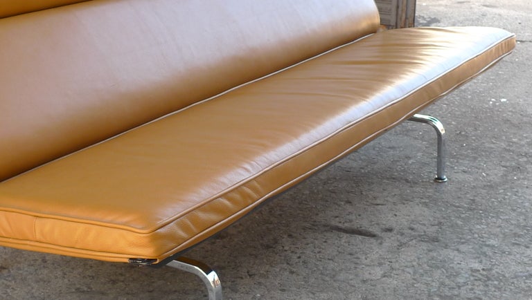 Mid-Century Modern Charles Eames Leather “Sofa Compact, ” for Herman Miller, 1954 For Sale