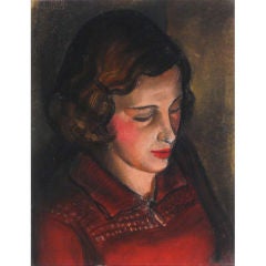Vintage Clyde F. Seavey Oil Female Portrait, 1936