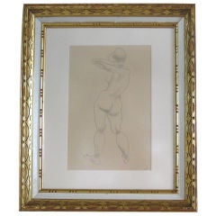 Mid-Century Standing Female Nude Drawing
