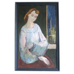 Mid-Century Oil Female Portrait