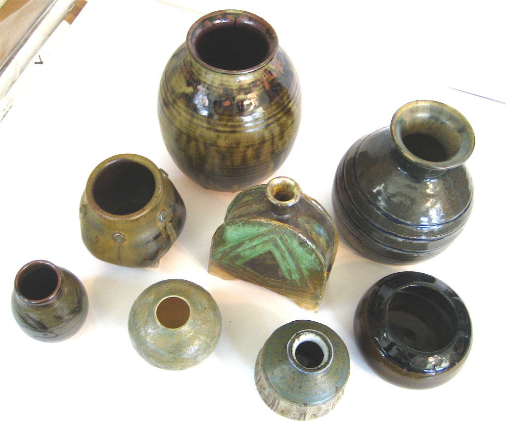 Collection of Mid-Century Green/Brown Ceramics