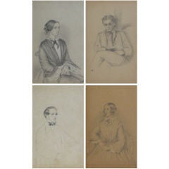 Collection of 6 Original Victorian Pencil Portraits