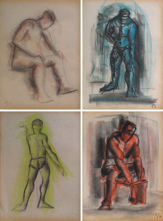 Collection of 6 Mid-Century Figure Studies