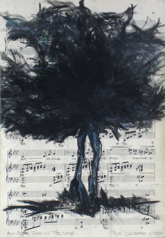Charcoal Painting of an Apple Tree
