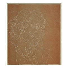 Portrait of Virginia Woolf, Linoleum Block Print