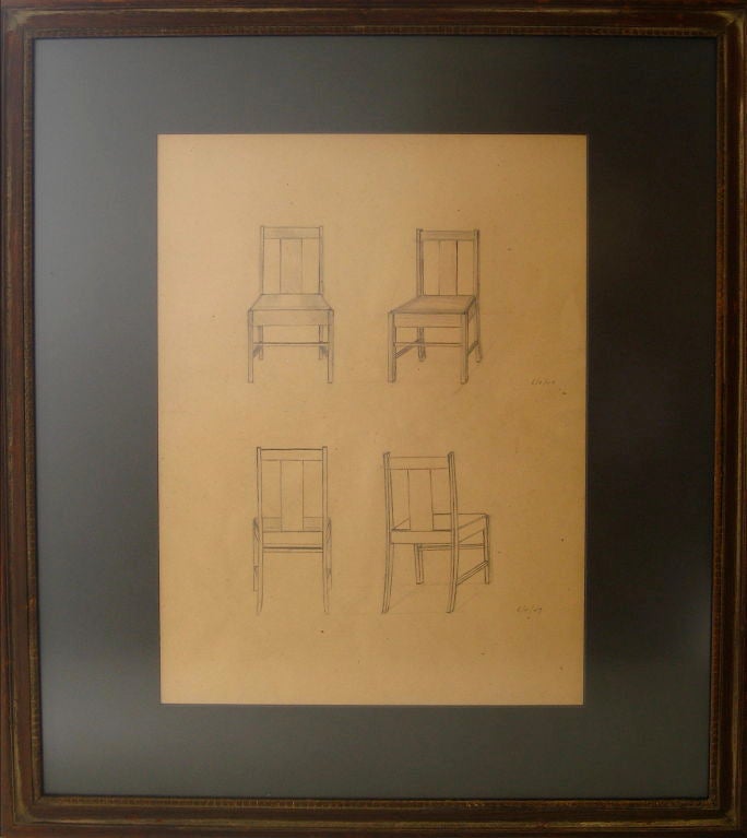 Joel Rosen Graphite Drawing of Four Chairs 1