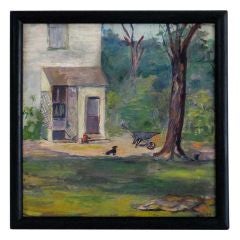Early 20th Century Oil House with Dog