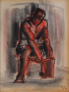 Joel Rosen Graphite Drawing of Four Chairs 3