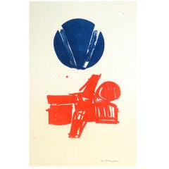 Abstract Expressionist Stone Lithograph, 1970-1980s