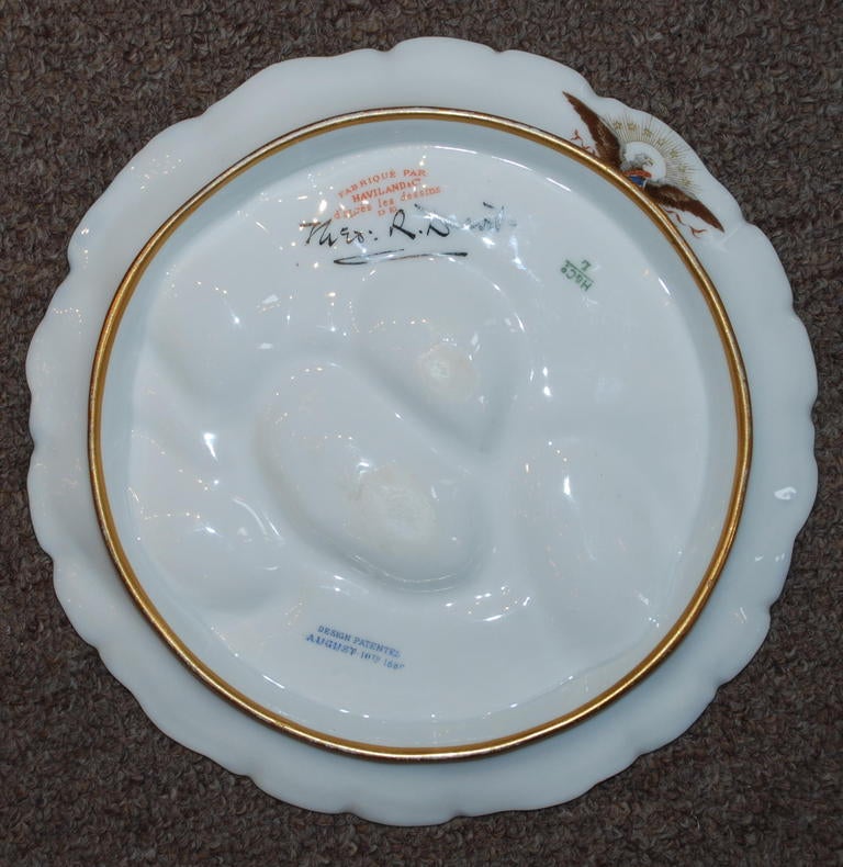 Antique Presidential Oyster plate, signed T. Haviland, c.1880, Presidential seal on bottom