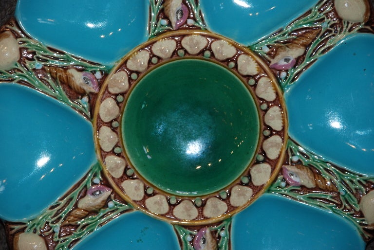 Antique English Majolica Oyster plate