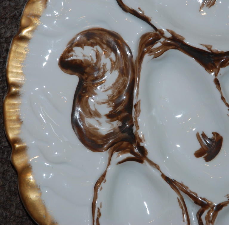 Antique French Haviland Limoges Porcelain Oyster Plate, 
