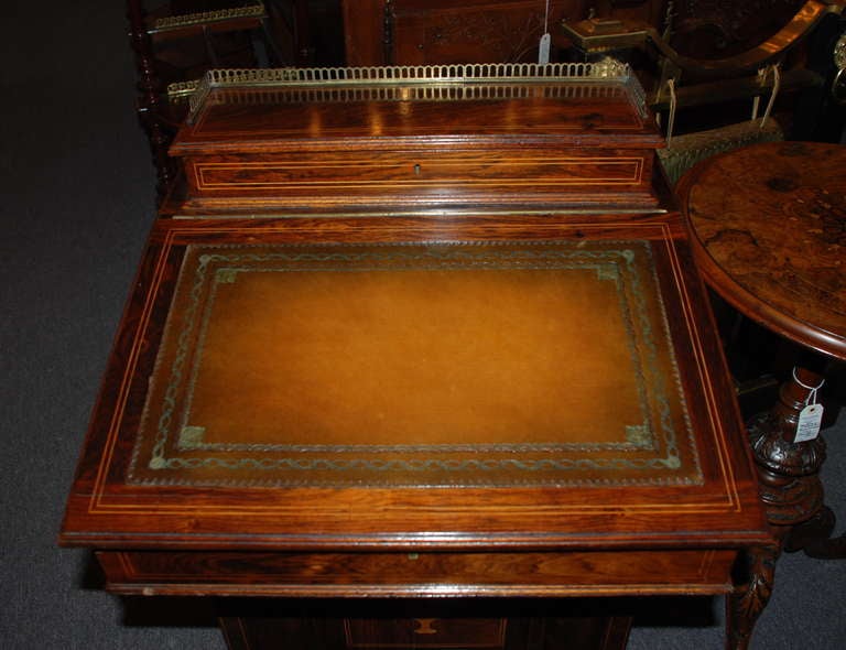 Antique Rosewood with Satinwood inlay Davenport Desk Circa 1850