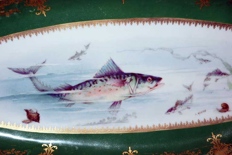Hand-Painted Antique Fish Set
