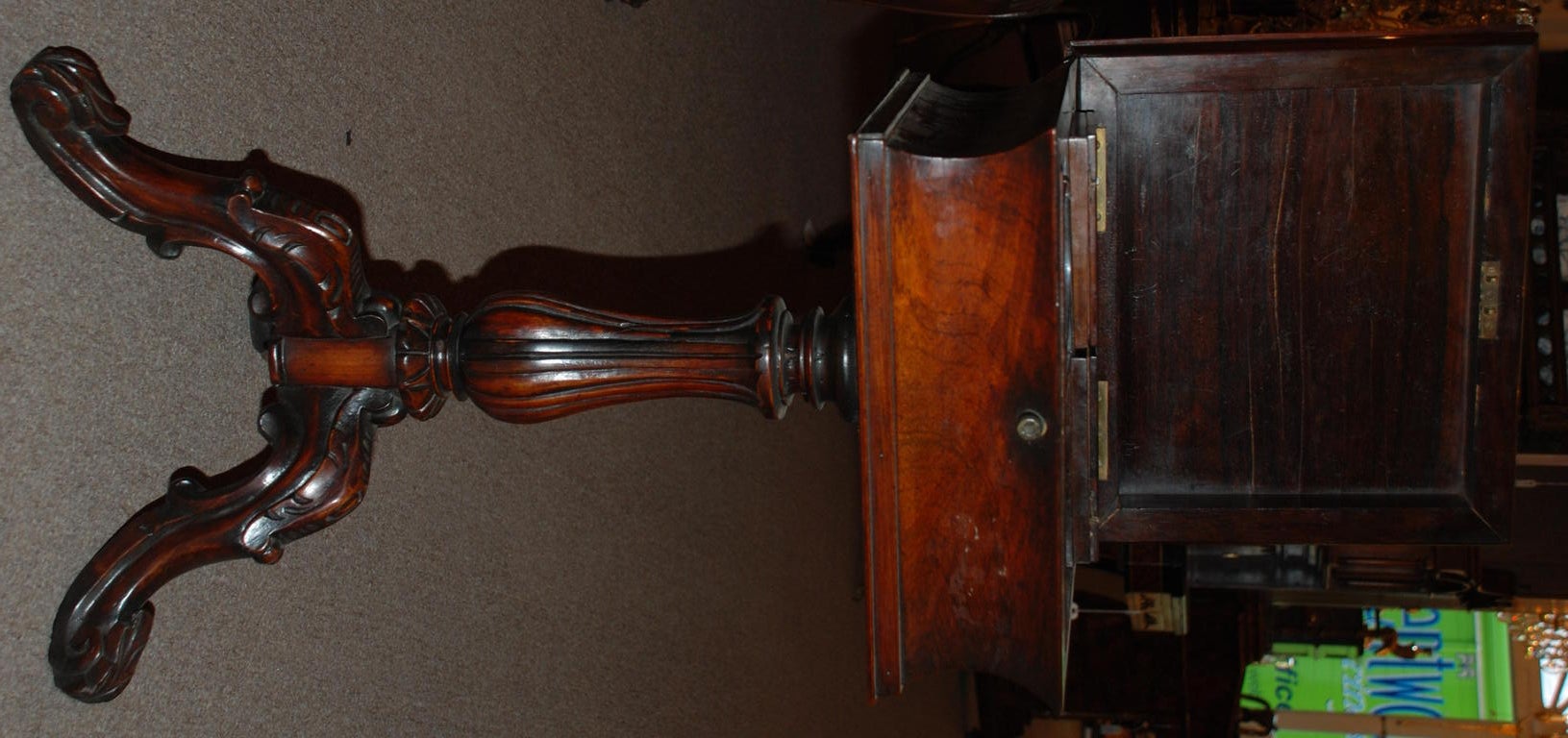 19th Century Antique English Rosewood Teapoy, c.1850-1860