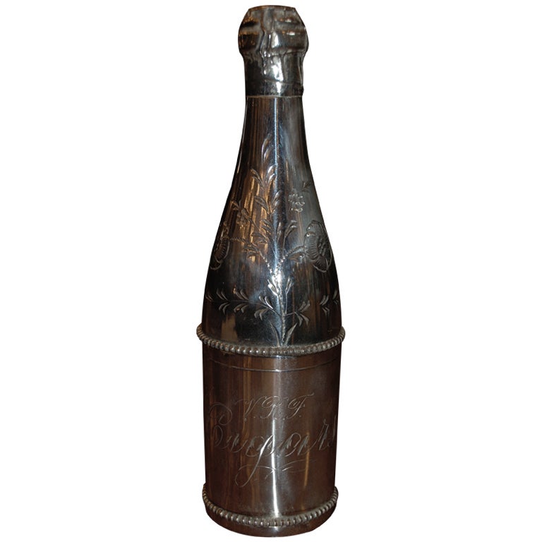 Antique American Silver Plated Champagne Bottle Cigar Humidor at 1stDibs