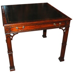 English Handmade Mahogany Card Table with Leather Top