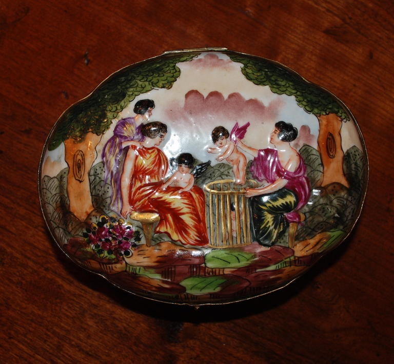 Antique French Porcelain Jewel Box,  
