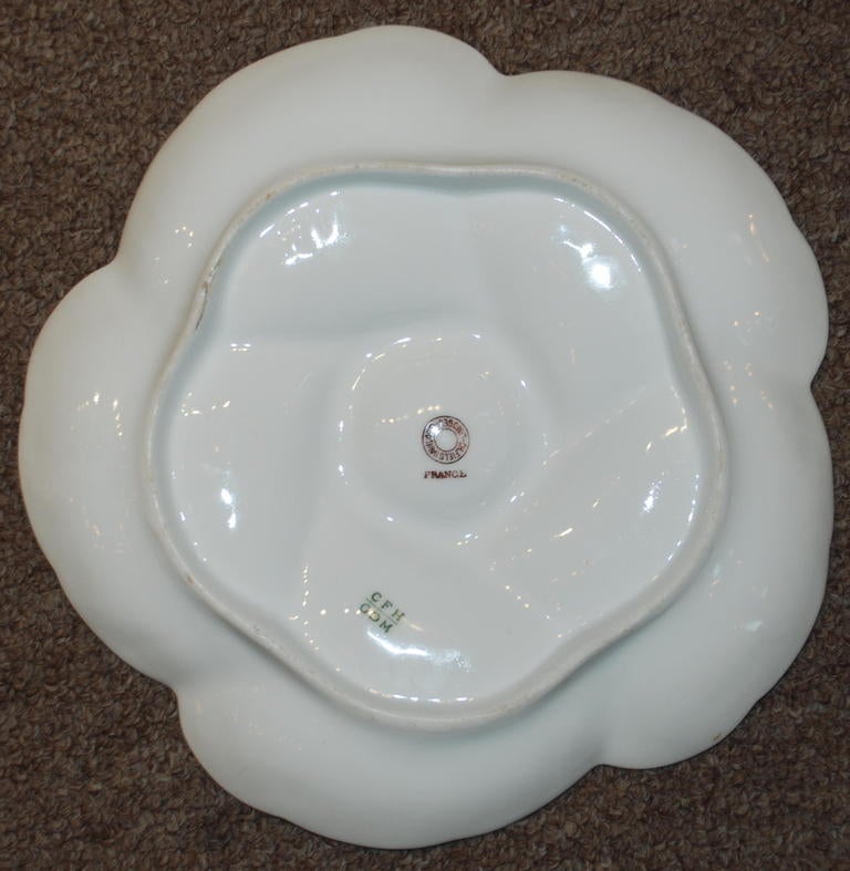 Antique French Charlie Fields Limoges Oyster Plate In Excellent Condition In New Orleans, LA