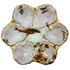 Antique French Limoges Oyster Plate, c. 1890-1900s
