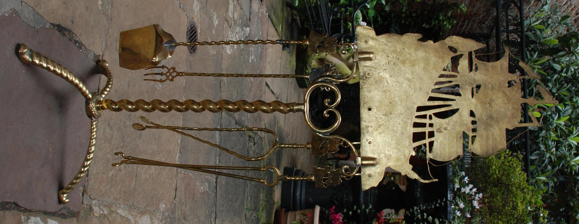 Antique Brass Firetool Set, c.1890's 2
