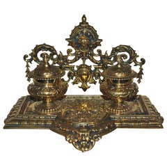 Antique English Victorian Brass Inkwell