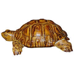 Antique Majolica Sea Turtle Figurine