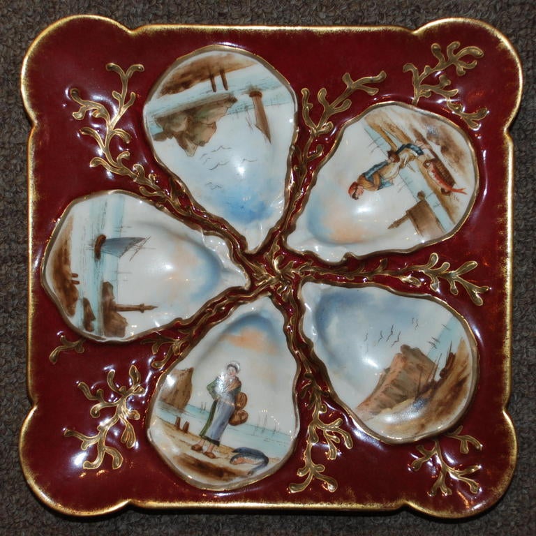 Antique French Oyster Plate, c. 1885