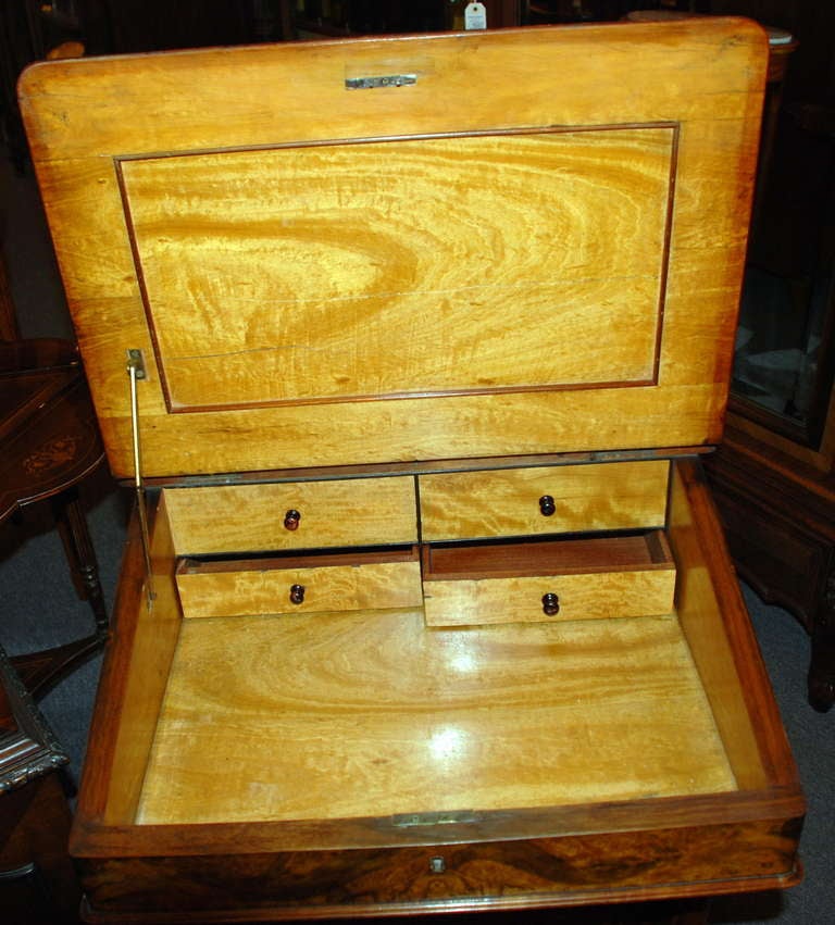 Antique English Burled Walnut Davenport Desk , circa 1870 2