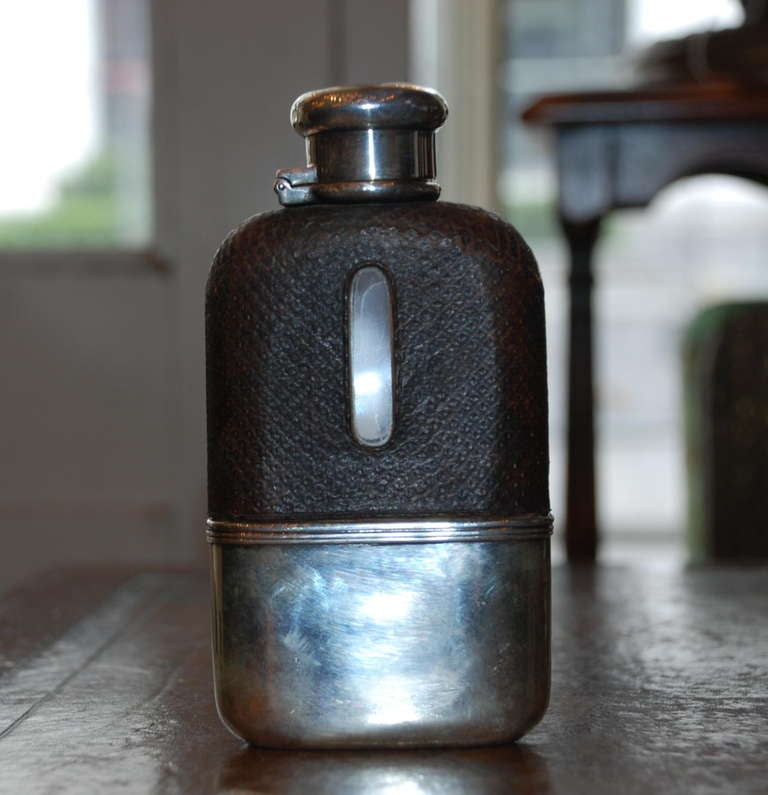 Antique Tiffany & Co. Sterling Silver and Rattlesnake Hip Flask