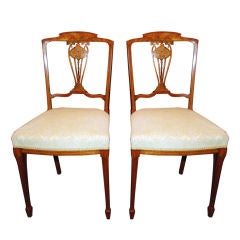Pair of Antique English  Satinwood Hall Chairs