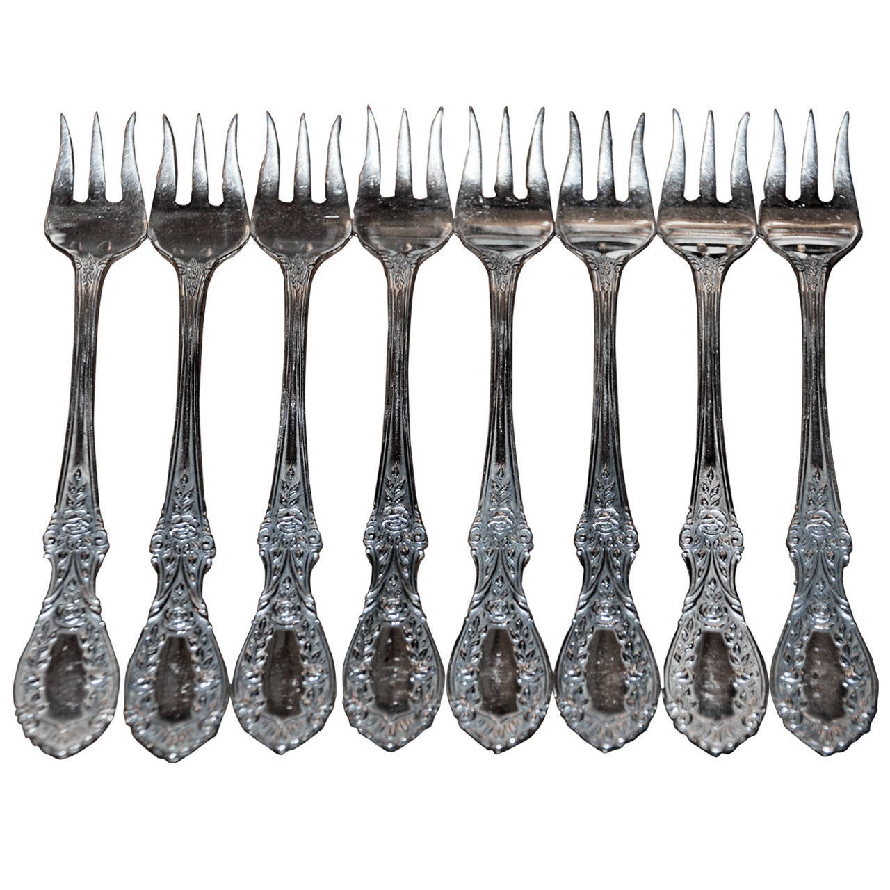 Set of Six Antique American, Sterling Silver Cocktail Forks at 1stDibs
