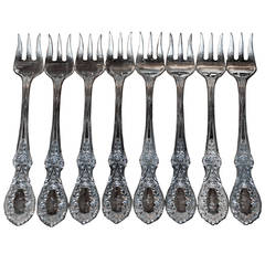 Set of Six Antique American, Sterling Silver Cocktail Forks