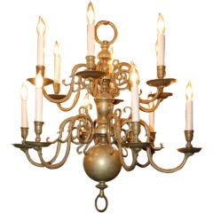 Antique English Brass William and Mary Chandelier