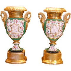 Pair of Antique Vieux Paris Vases
