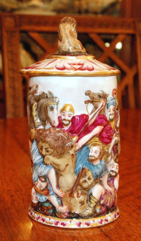 Antique Capo di Monte Covered Tankard